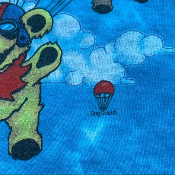 Vintage Liquid Blue Grateful Dead Parachute Bears T-Shirt